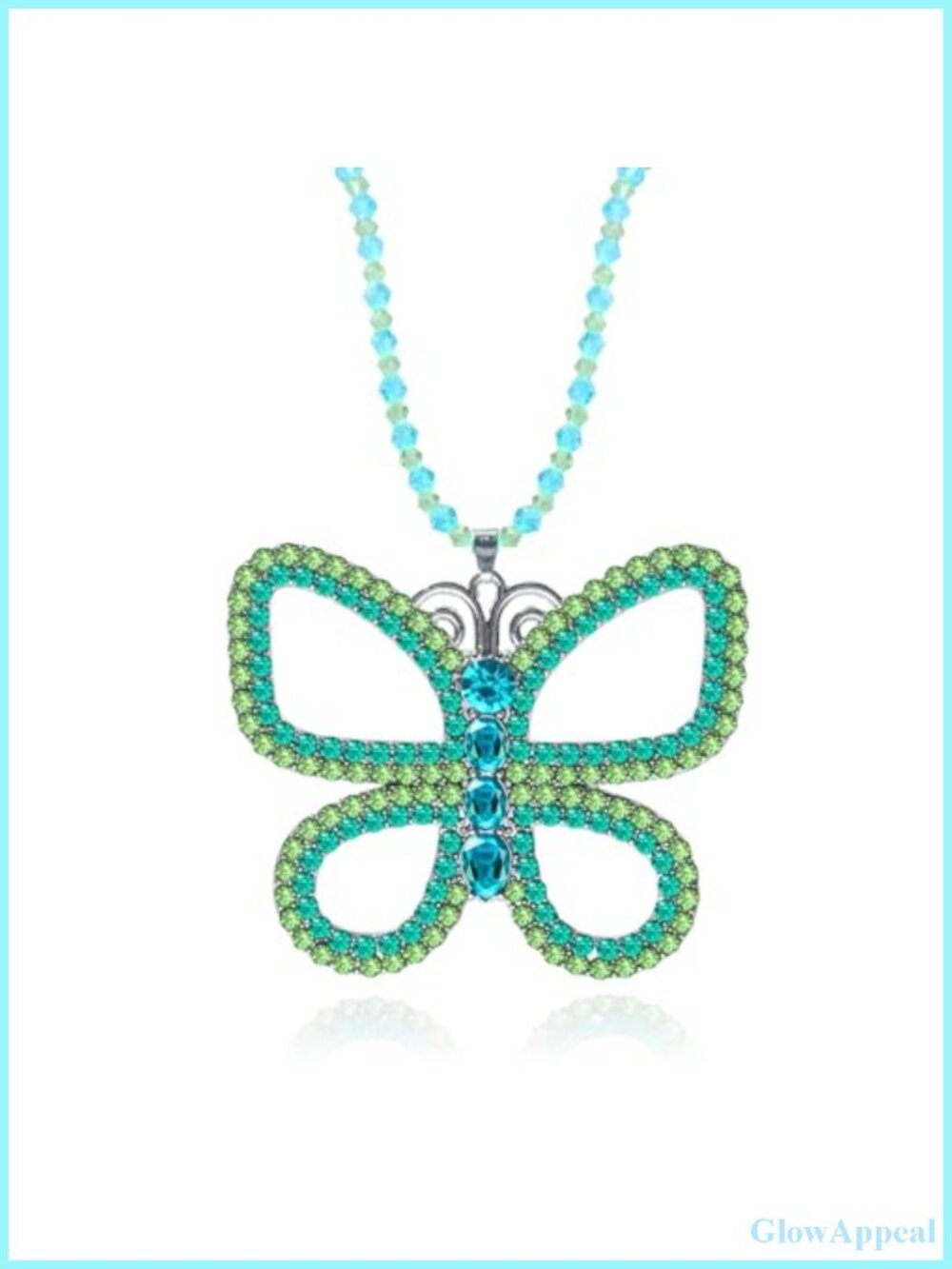 Green Butterfly Choker Necklace Rhinestone Pendant Cosplay Halloween Jewelry